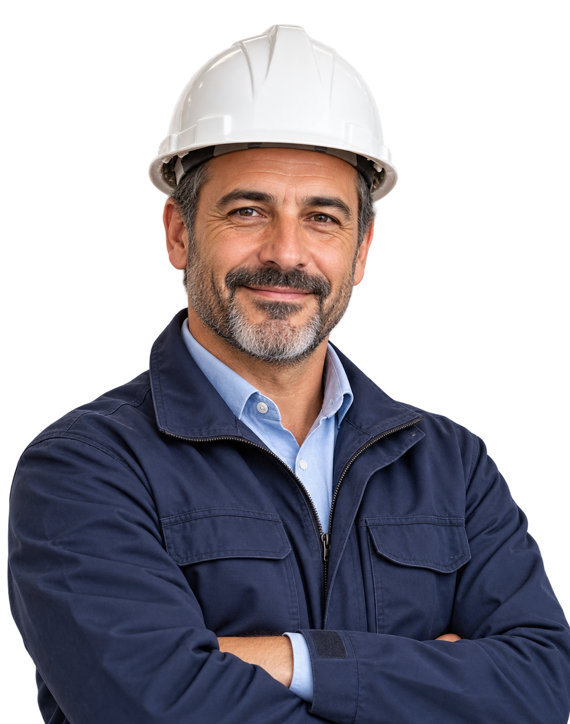 Asistente virtual de Construcciones Lara con imagen de un albañil